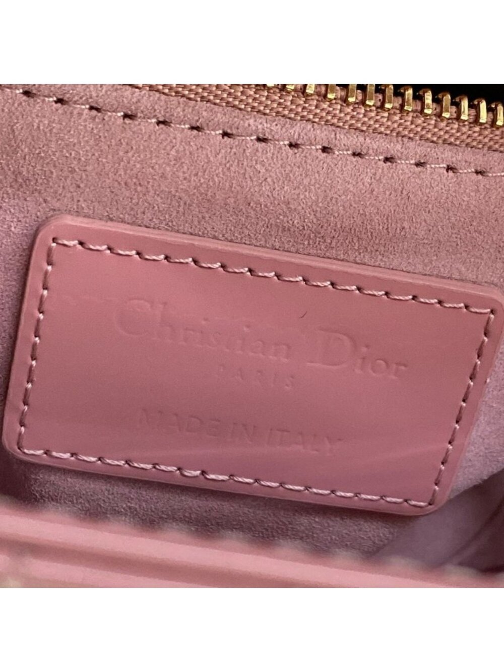 Dior Lady Mini Bag Pink Gold Leather - Picture 12 of 15